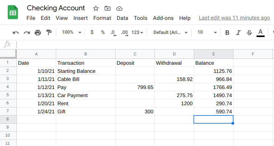 Read more about the article Google Sheets Running Balance